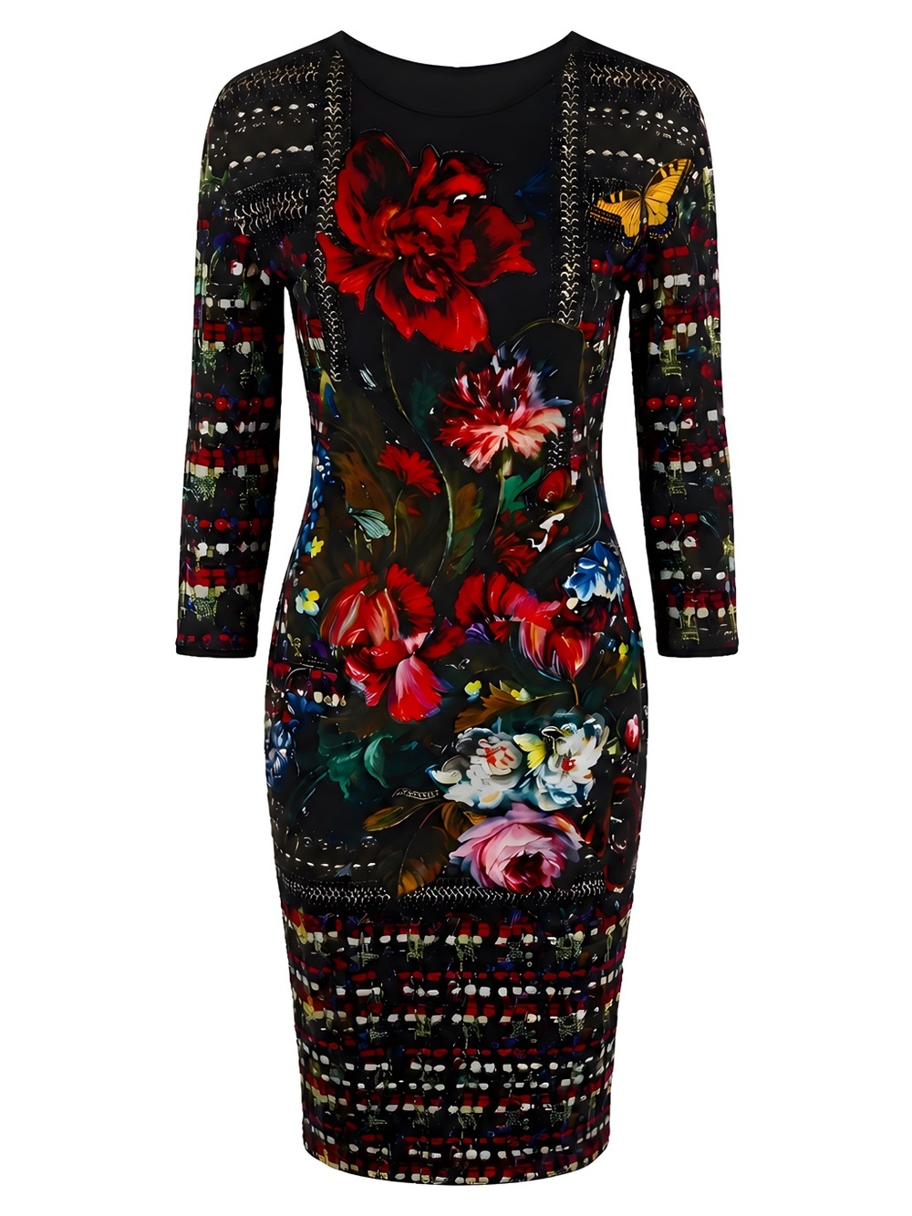 Roberto Cavalli Signature Rose Print Midi Dress | Made in Italy | IT 42